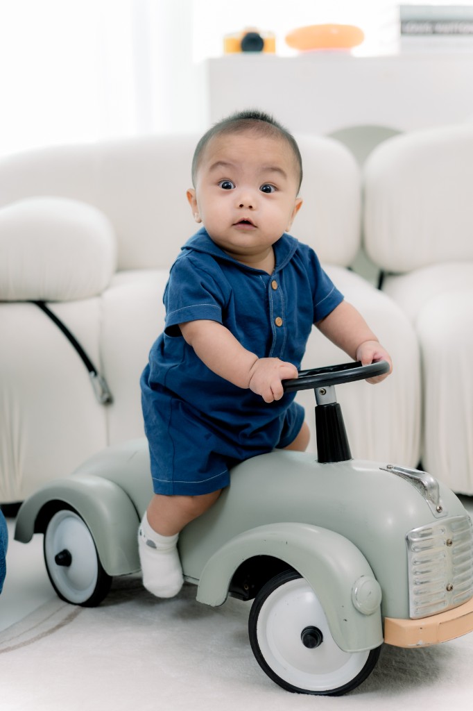 Levias on his ride-on car